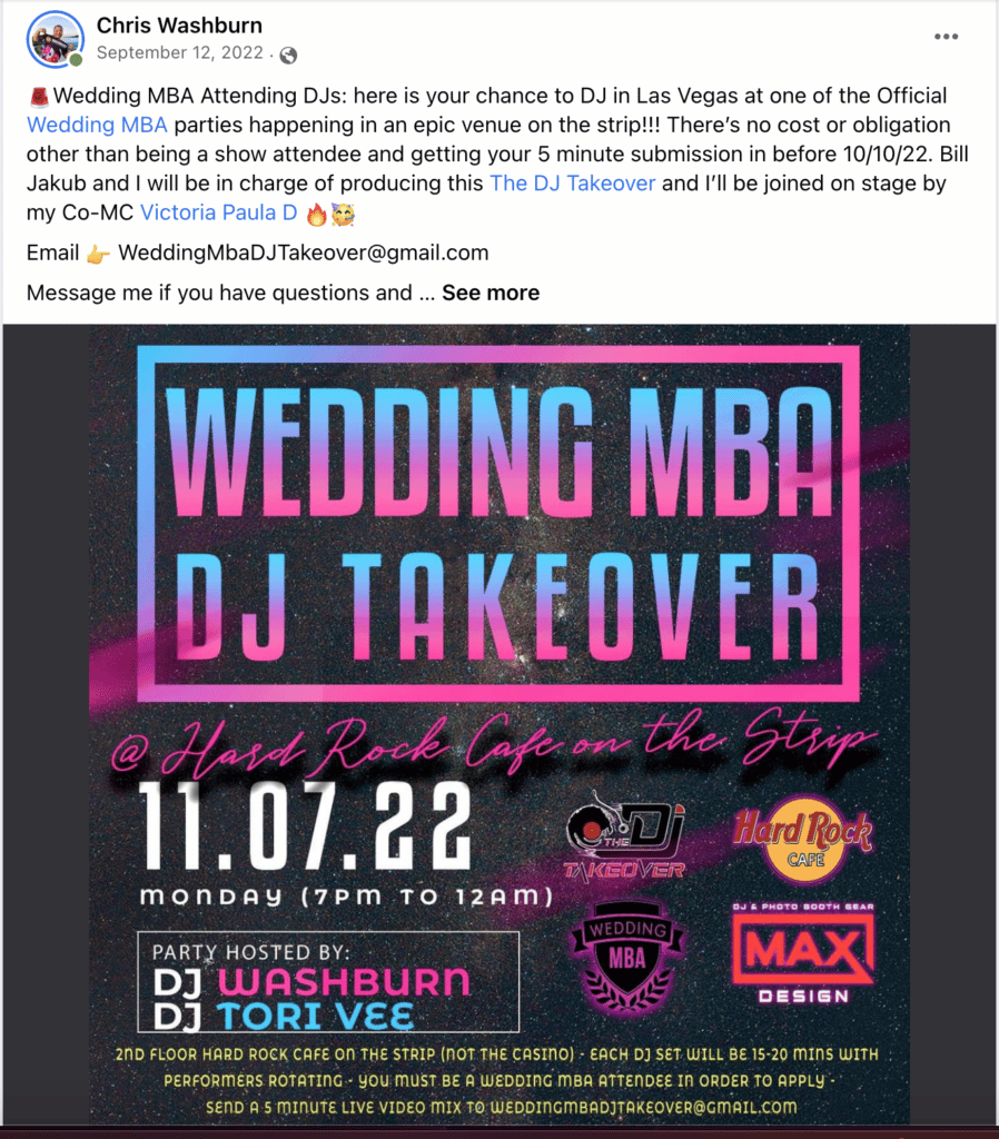 DJ Cam Reeve | Wedding MBA DJ Gig | DJ Takeover + Planners Vault | Event Recap