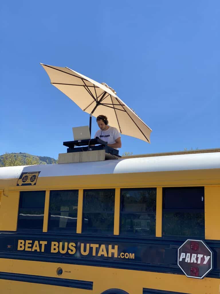 DJ Cam Reeve Ding on top of Beat Bus